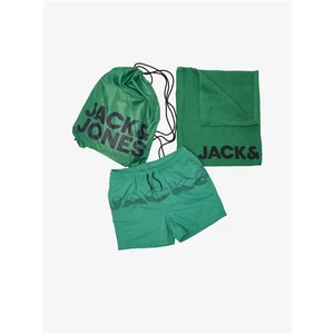 Jack & Jones Sada pánských plavek, ručníku a batohu v zelené barvě Jack & Jon - Pánské