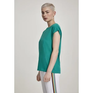 Women's T-shirt with an extended shoulder, fresh green