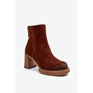 Women's suede boots with high heels Brown Lemar Remilda