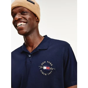 Tmavě modré pánské polo triko Tommy Hilfiger Icon Logo Interlock - Pánské