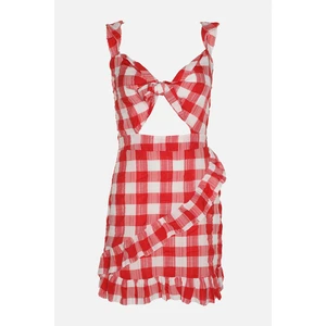 Trendyol Claret Red Gingham Woven Dress