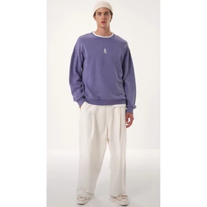 Trendyol Lilac Unisex Oversize/Wide Cut 100% Cotton Aged/Faded Effect Mystic Sweatshirt