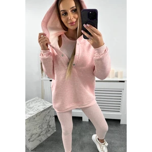 Set 3in1 sweatshirt, top and leggings powder pink melange