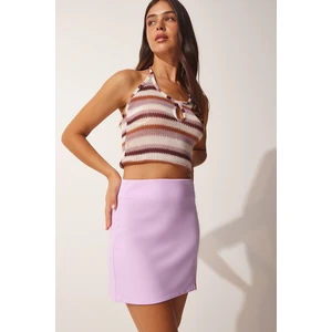 Happiness İstanbul Women's Lilac Slit Mini Skirt