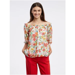 Orsay Red-Cream Ladies Floral Blouse - Women