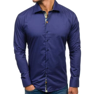 Tmavě modrá pánská elegantní košile s dlouhým rukávem 9983