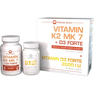 PHARMA ACTIV Vitamín K2 MK7+D3 Forte 125 tablet a Vitamín D3 Forte 2000 I.U. 30 tablet