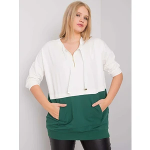 Ecru-dark green women's plus size tunic