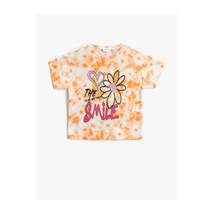 Koton Tie-Dyeing Patterned T-Shirt with Short Sleeves