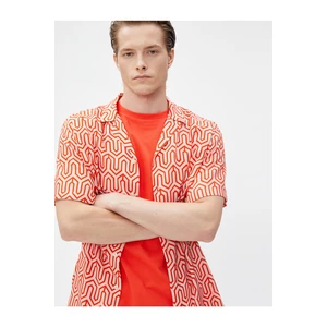 Koton Short Sleeve Shirt with Geometric Print Turndown Collar