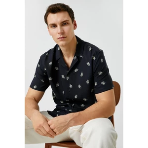 Koton Summer Shirt with Short Sleeves, Turndown Collar with Star Print