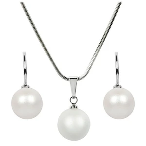 Levien Súprava náhrdelníka a náušníc Pearl Pearlescent White SET-041