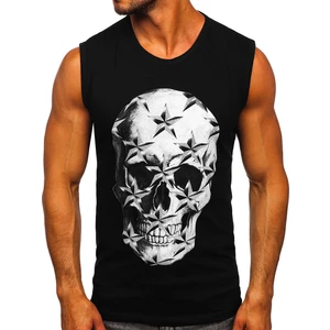 Maiou negru tank top cu imprimeu Bolf 14817