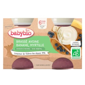 BABYBIO Brassé z ovseného mlieka banán čučoriedka 2x130 g