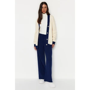 Trendyol Navy Blue Striped Cardigan-Pants Knitwear Suit