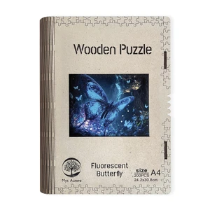 Dřevěné puzzle/Fluorescentní motýl A4