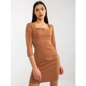 Camel mini long pencil cocktail dress