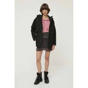 Trendyol Black Hooded Oversize Zipper Closure Cachet Coat