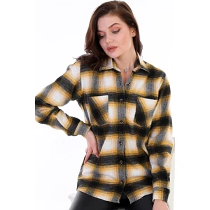 Z6724 DEWBERRY WOMEN'S SHIRT-MUSTARD