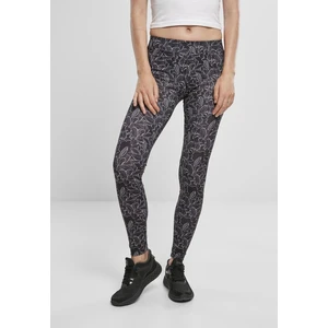 Ladies AOP Leggings Hibiscus Black