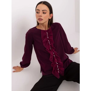 Dark purple formal blouse with pearls