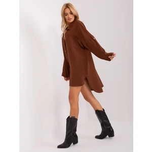 Brown asymmetrical shirt dress by Elaria