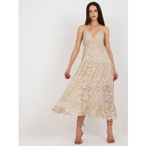 Beige lace dress with frill OCH BELLA