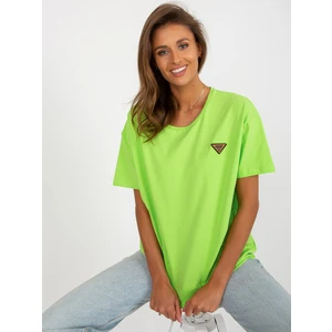 Lime oversized blouse with round neckline