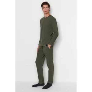 Trendyol Khaki Regular Fit Waffle Knitted Pajamas Set