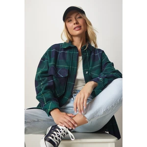 Happiness İstanbul Women's Emerald Lumberjack Fleece Shirt Jacket