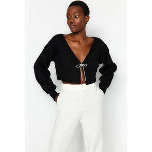 Trendyol Black Super Crop Basic Knitwear Cardigan