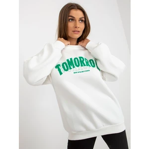 Ecru women's hoodie with inscriptions