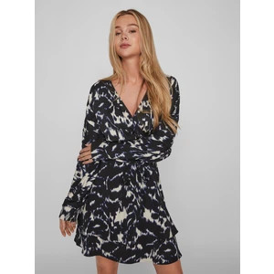 Black Ladies Patterned Wrap Dress VILA Daya - Women