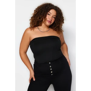 Trendyol Curve Strapless Black Knitted Blouse