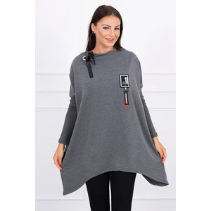 Oversize sweatshirt with asymmetrical sides graphite