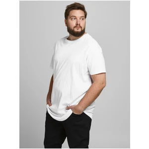 Jack&Jones PLUS Pánské triko JJENOA Long Line Fit 12184933 White 3XL