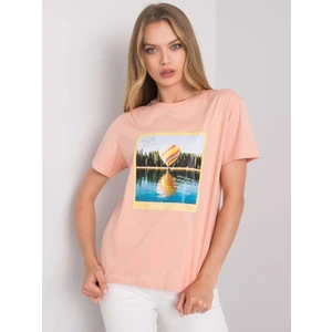 Women's salmon t-shirt with print