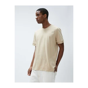 Koton Basic T-shirt Crew Neck Sleeve Detail.