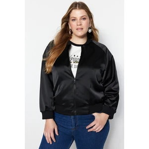 Trendyol Curve Black Zippered Woven Bomber Jacket