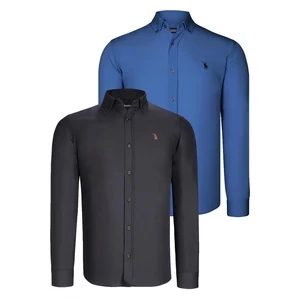 DUAL SET G725 DEWBERRY MENS SHIRTS-BLACK-INDIGO