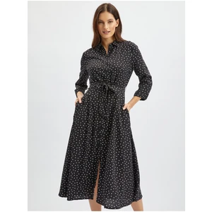 Orsay Black Lady's Polka Dot Shirt Midishdresses - Women