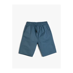 Koton Canvas Shorts with Pocket. Elastic Waist, Fastener Cotton.