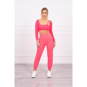 Set with a top blouse pink neon