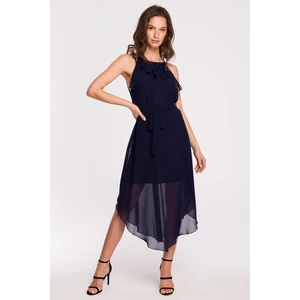 Makover Woman's Dress K137 Navy Blue