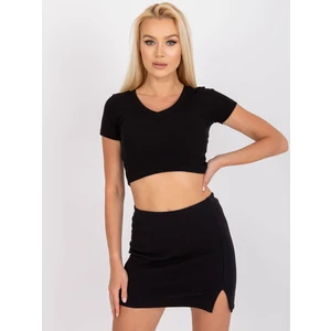 Black Editta RUE PARIS ribbed cotton top