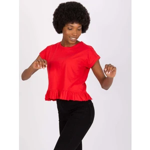 Red women's t-shirt with ruffles Hierro