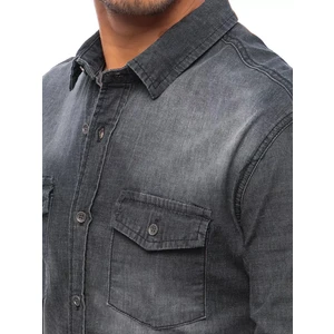 Black men's denim shirt Dstreet DX2161