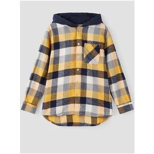 Yellow-grey boys' plaid shirt with hood name it Siramme - unisex