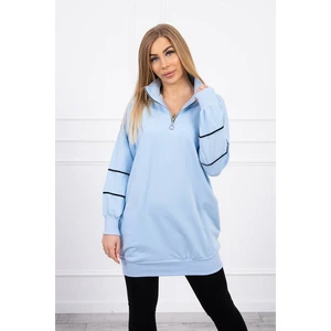 Sweatshirt with zipper and pockets azure