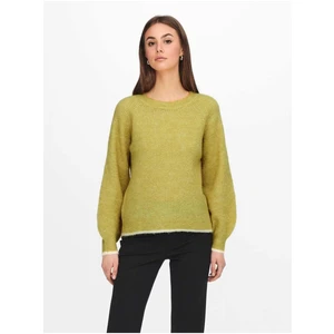 Yellow Ribbed Sweater with Balloon Sleeves JDY Ingeborg - Women